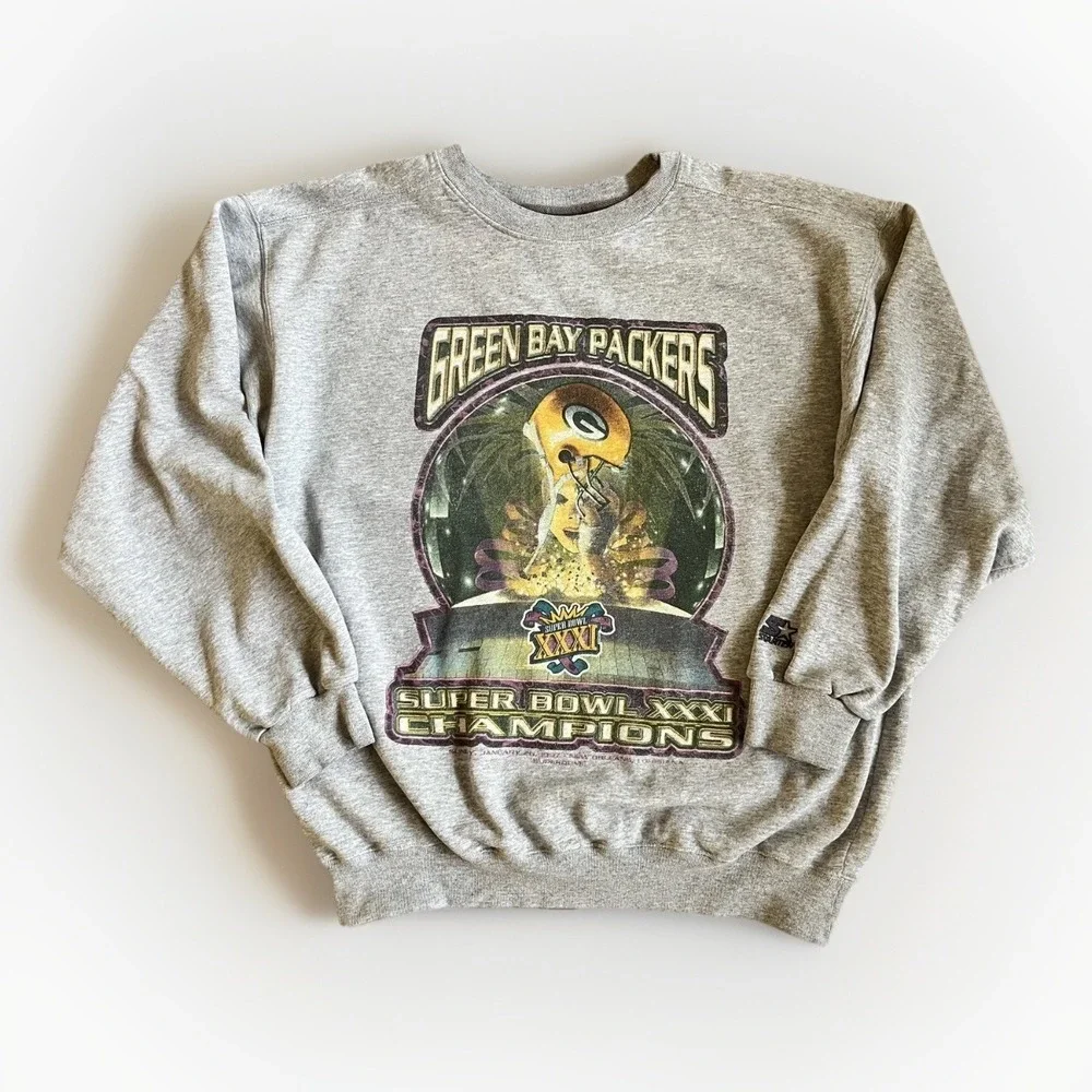 Vintage Green Bay Packers Sweatshirt Mens Large Gray Starter Super Bowl XXXI 90s